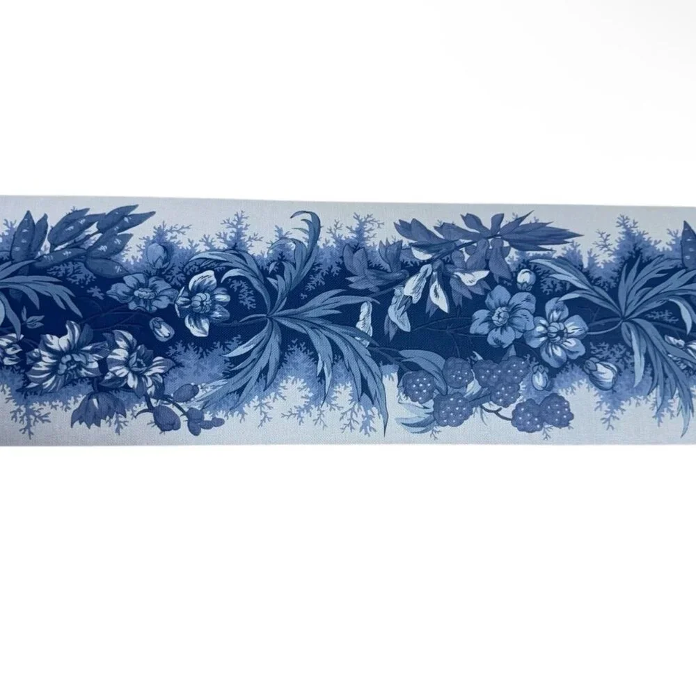Vintage Wallpaper Border Floral Blue White Cottage Costal Imperial 3 Rolls NEW